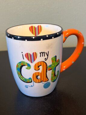 I ❤️ MY CAT Mug w/ Whimsical Artwork by Lori Siebert ~  Certified International